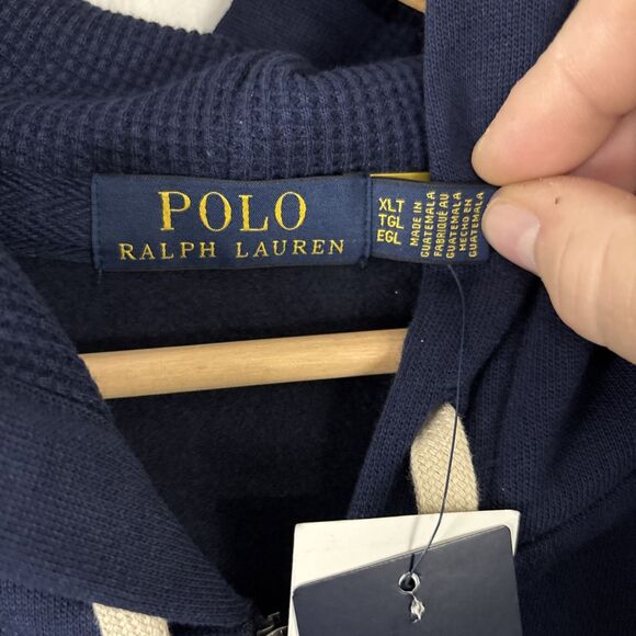 Polo Ralph Lauren Full Zip Hoodie Blue Long Sleeve Hooded Sweatshirt Sz XLT NWT - Picture 4 of 6